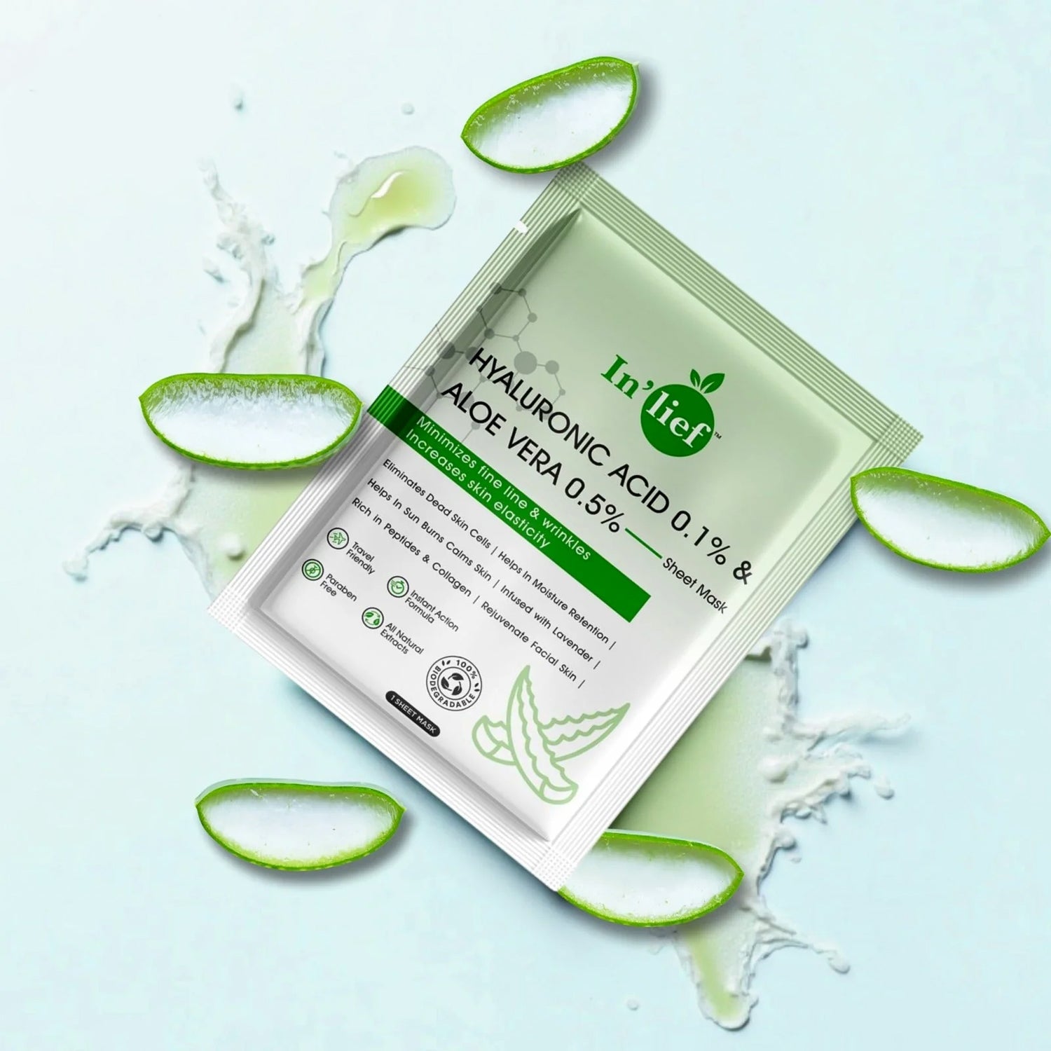 In’lief Hyaluronic Acid 0.1% & Aloe Vera 0.5% Hydrating Facial mask (1 Pc) In’lief Hyaluronic Acid 0.1% & Aloe Vera 0.5% Hydrating Facial mask (1 Pc)